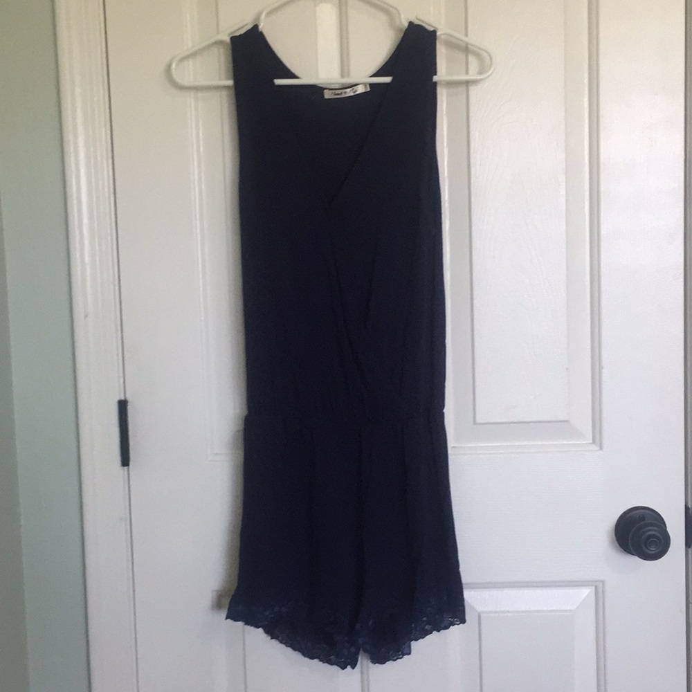 Blue romper with lace
